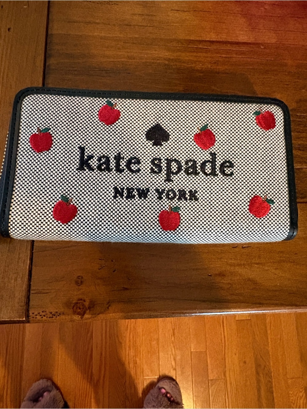 kate spade Kids Apple Motif Wallet in White, Red and Black